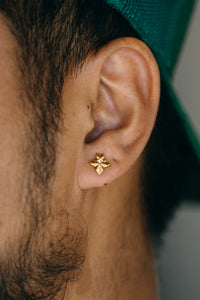 Gold Cerberus Stud Earrings
