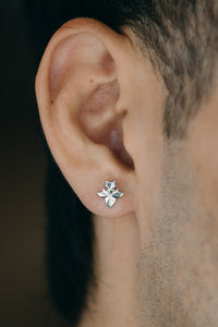 Silver Cerberus Stud Earrings