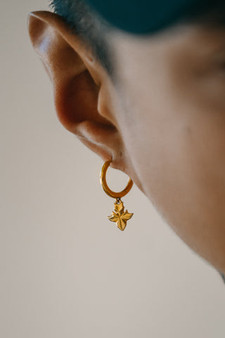 Gold Cerberus Hanging Hoop Earrings